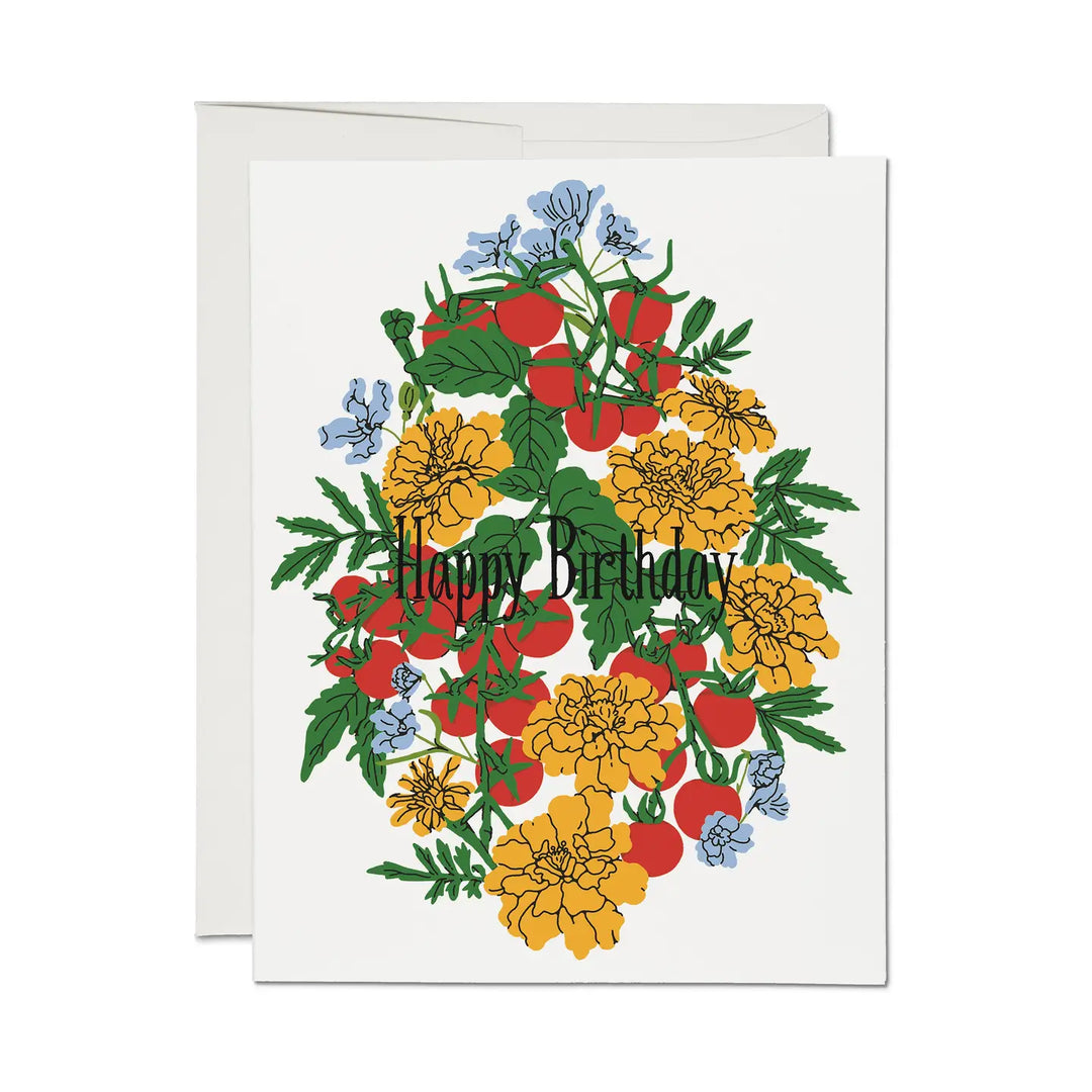 Red Cap Cards - Tomato Blossom Birthday Greeting Card