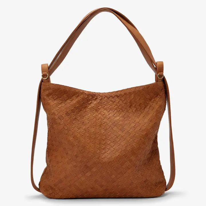MANDRN - Woven Evra Tote in Light Saddle