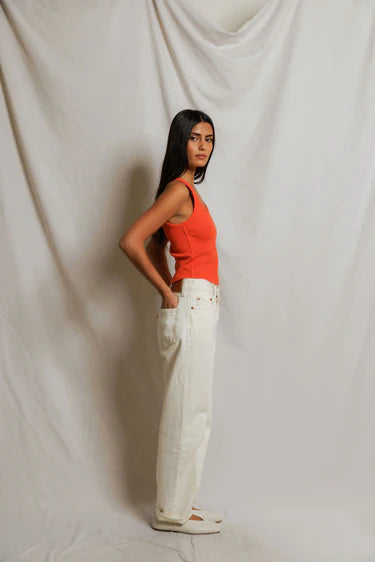 Perfect White Tee - Blondie Tank in Clementine