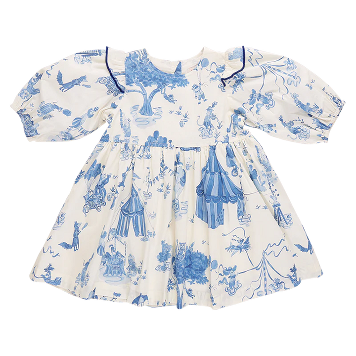 Pink Chicken – Girls Brooke Dress in Blue Circus