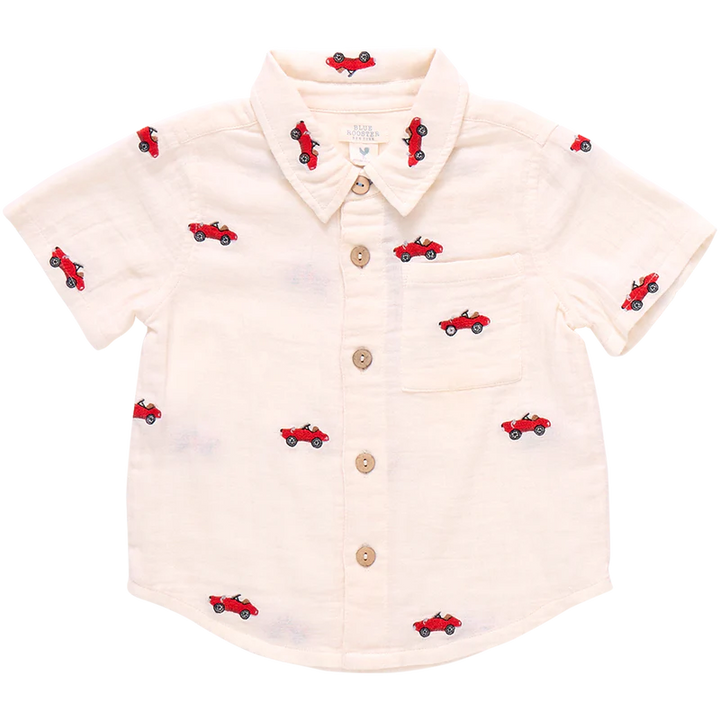 Pink Chicken – Boys Jack Shirt in Vintage Car Embroidery