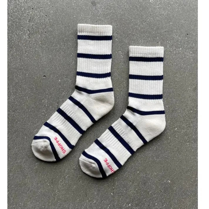 Le Bon Shoppe - Striped Boyfriend Socks in Sailor