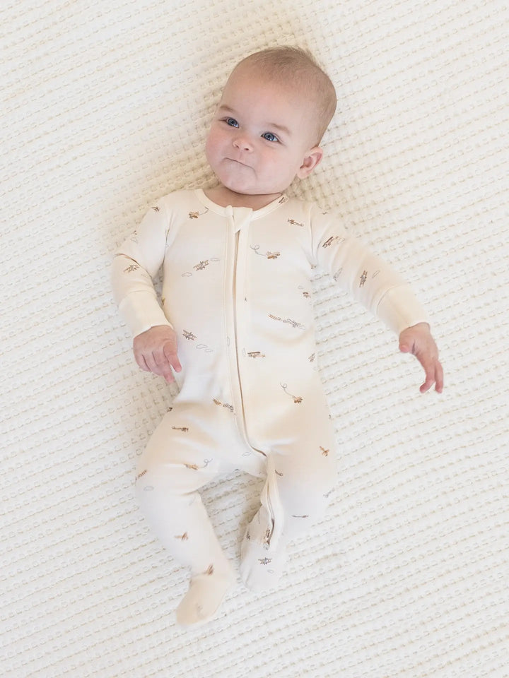 Colored Organics – Baby Peyton Zipper Sleeper in Airplane