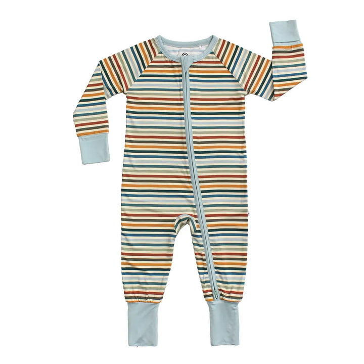 Emerson and Friends - Autumn Stripes Bamboo Convertible Footie Romper