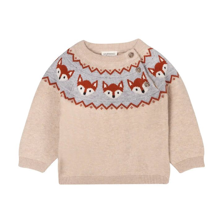 Viverano Organics – Fox Jacquard Fair Isle Knit Pullover