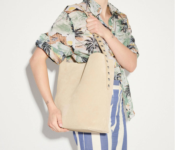 Freda Salvador - Cala Tote in Stucco Suede with Silver Studs