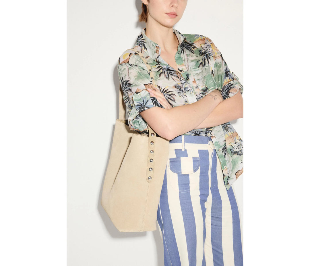 Freda Salvador - Cala Tote in Stucco Suede with Silver Studs
