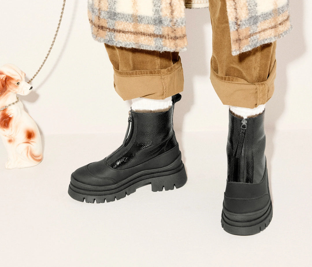 Freda Salvador – Caleb Shearling Lug Sole Boot in Pebbled Calf