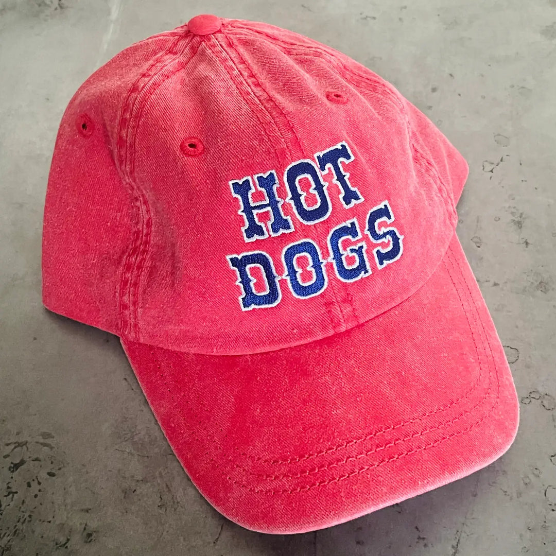 Hot Dogs Baseball Cap in Vintage Red