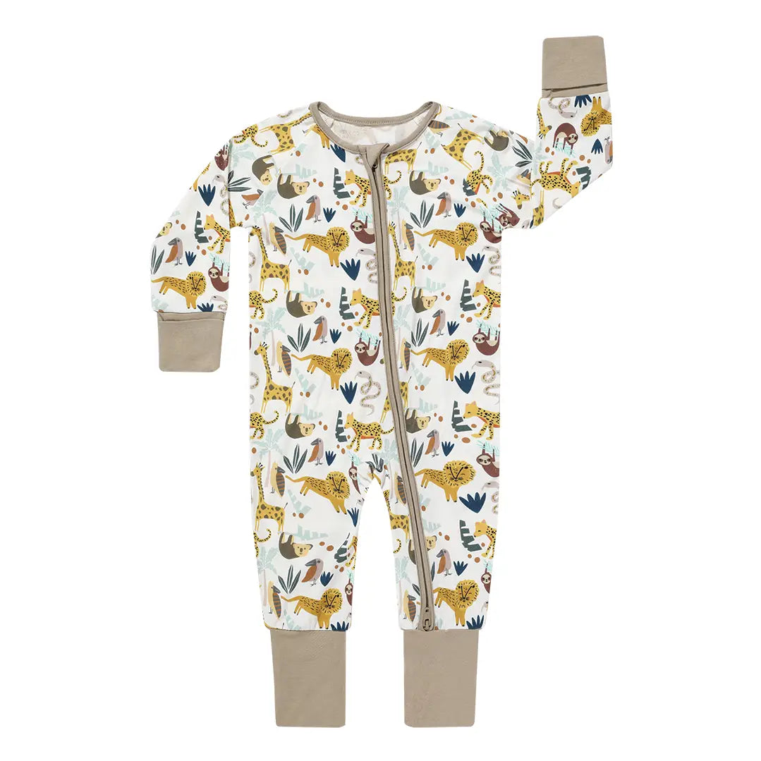 Emerson and Friends - Jungle Friends Bamboo Pajama Convertible Footie Romper