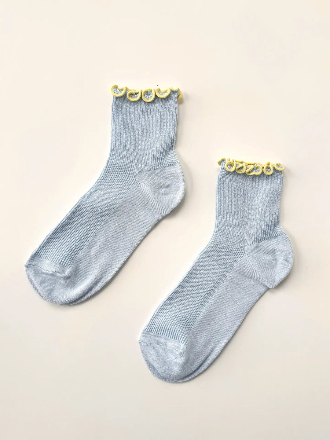 Le Bon Shoppe - Ruffled Modal Socks in Baby Blue and Butter