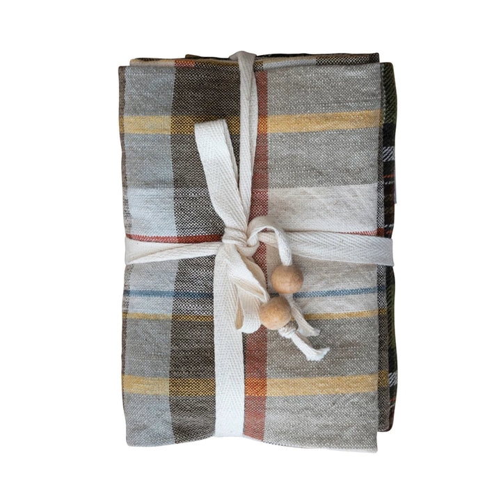 Cotton Plaid Printed Tea Towel Set