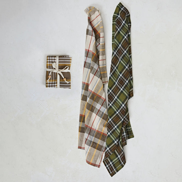 Cotton Plaid Printed Tea Towel Set