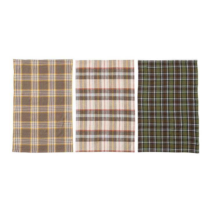 Cotton Plaid Printed Tea Towel Set