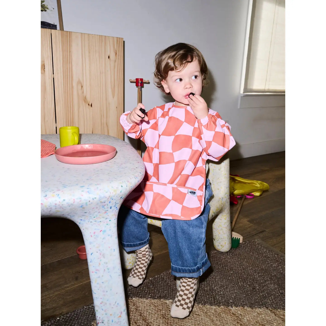 Milk Teeth – Smocked Bib in Pink Checker