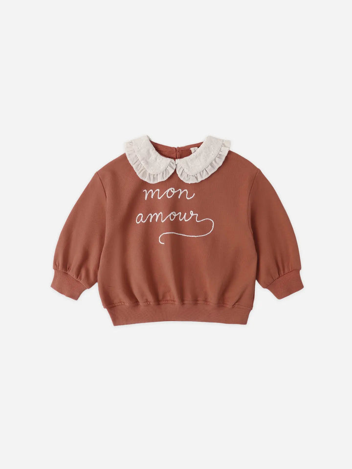 Quincy Mae – Collared Sweatshirt in Mon Amour
