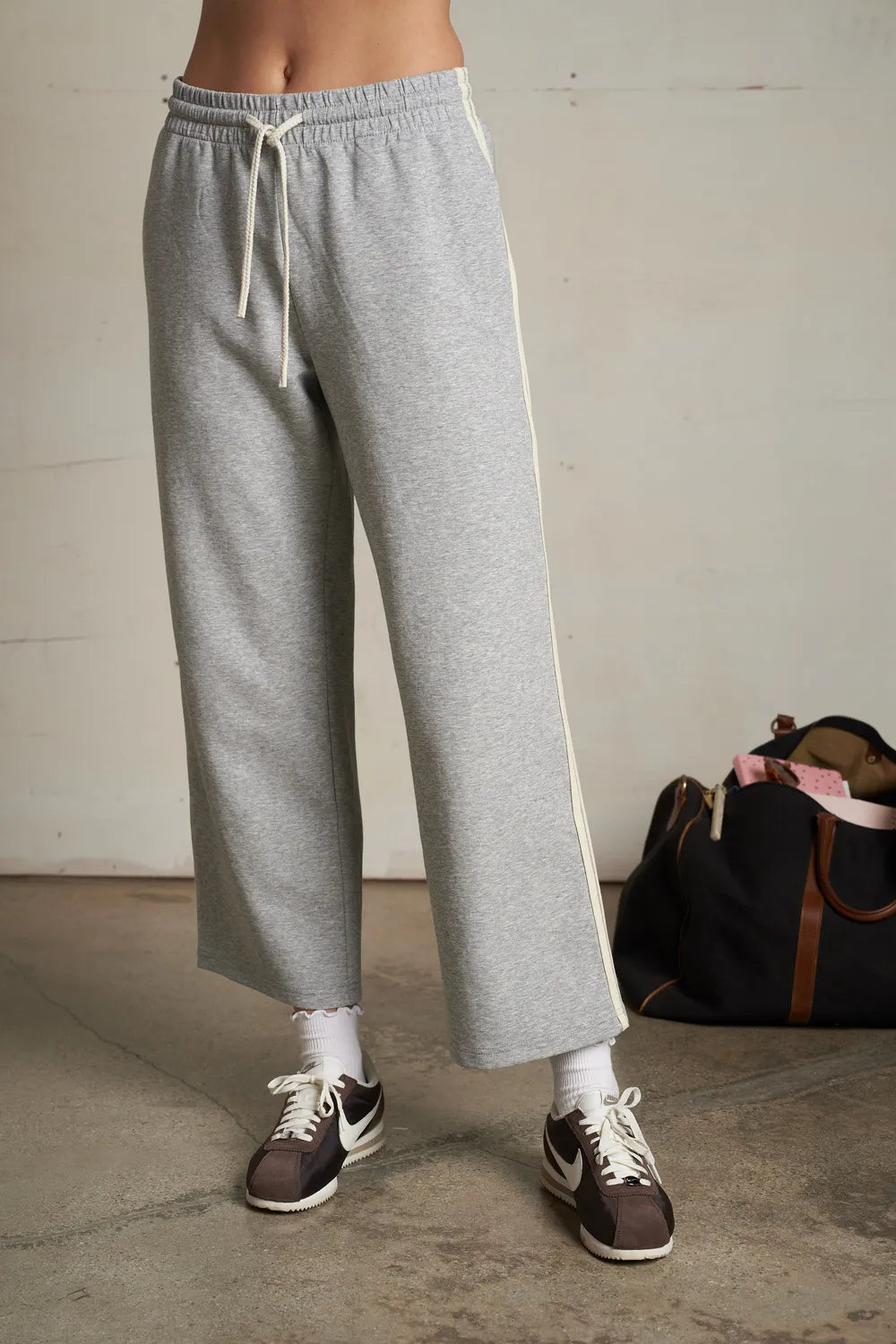 Perfect White Tee - Claud Pureform Track Pant in Heather Grey