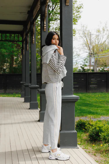 Perfect White Tee - Claud Pureform Track Pant in Heather Grey