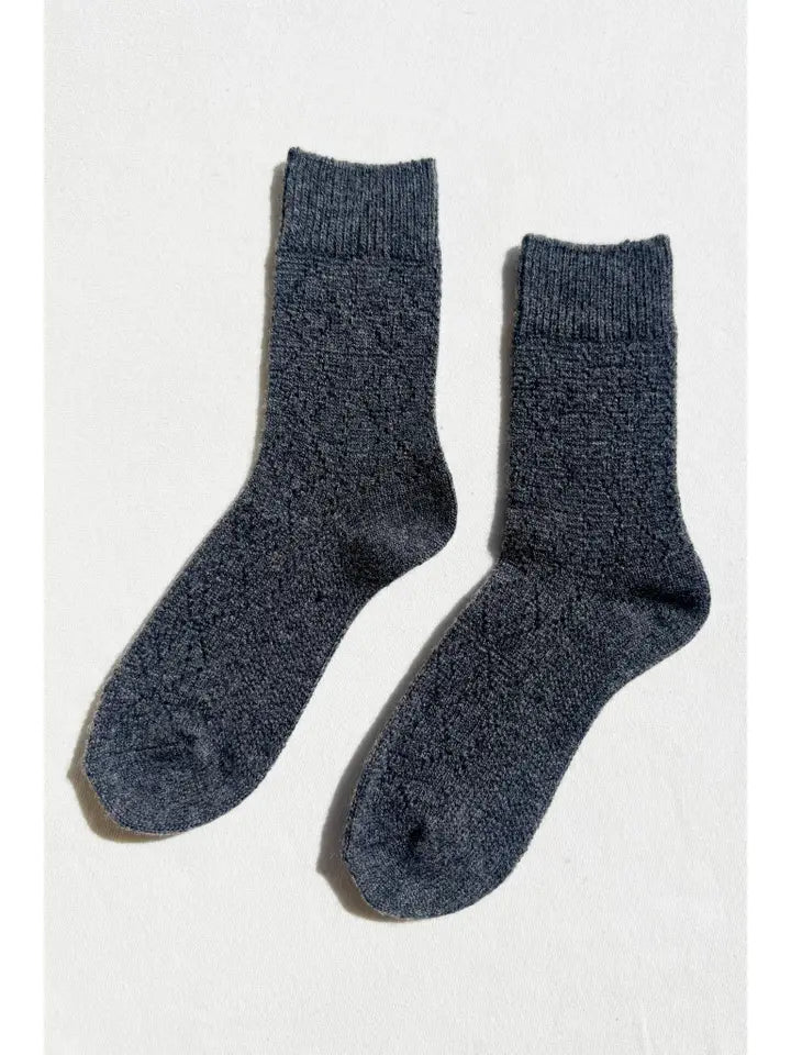 Le Bon Shoppe - Cashmere Pointelle Socks in Charcoal