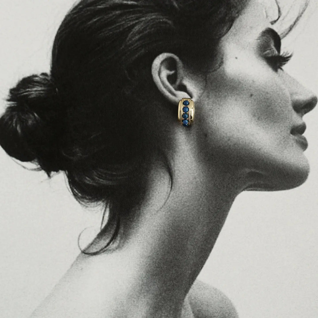 Mod + Jo - Evy Raised Gemstone Hoops in Lapis