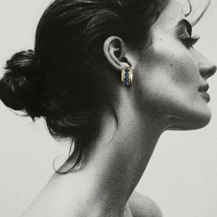Mod + Jo - Evy Raised Gemstone Hoops in Lapis