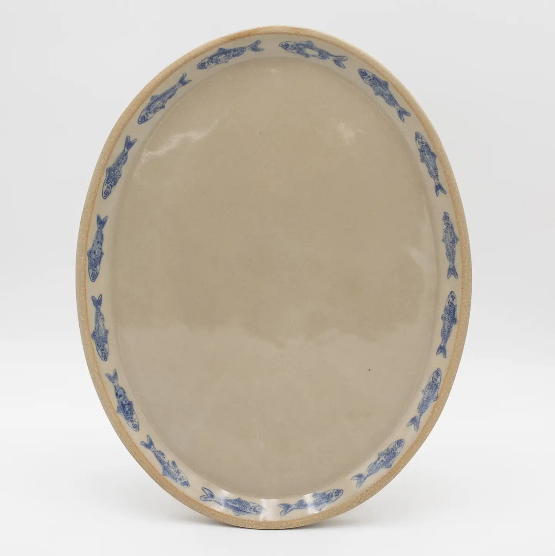 Jars of Dust – Blue Sardine Stamped Handmade Ceramic Platter