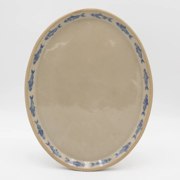 Jars of Dust – Blue Sardine Stamped Handmade Ceramic Platter