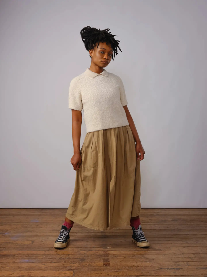 The Endery - The Ramona Boucle Short Sleeve Sweater in Calcite