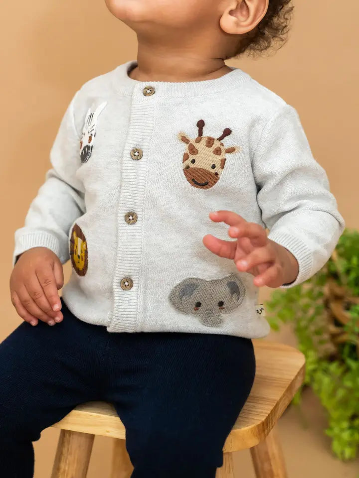 Viverano Organics –  Animal Friends Embroidered Baby Cardigan
