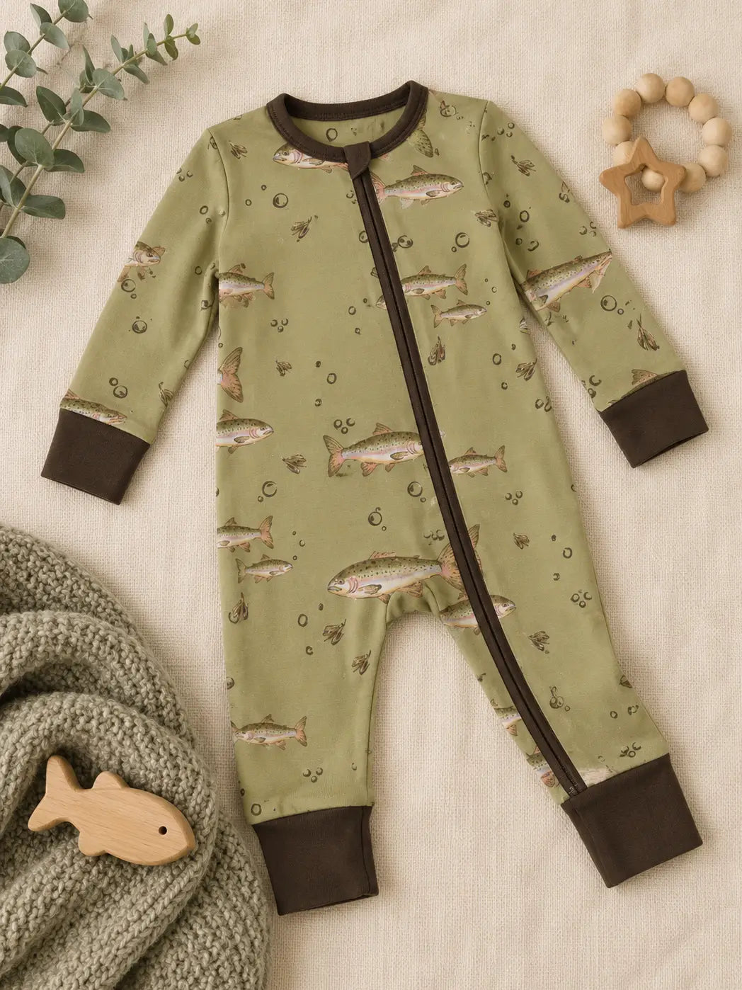 Mady & Max - Bamboo Zip Sleeper in Trout