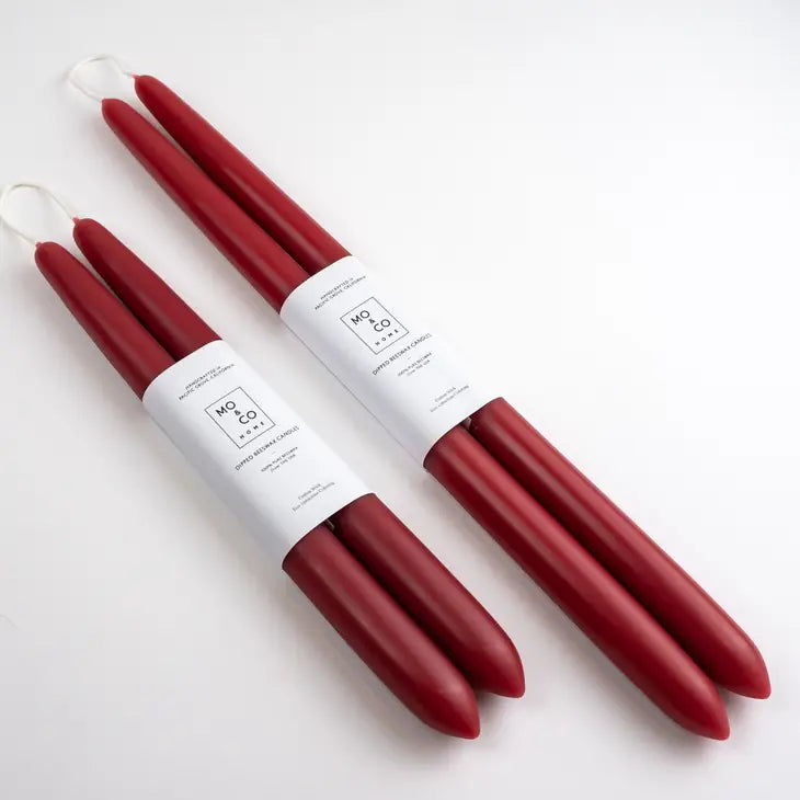 Mo&Co Home - Dipped Beeswax Candles in Berry Red