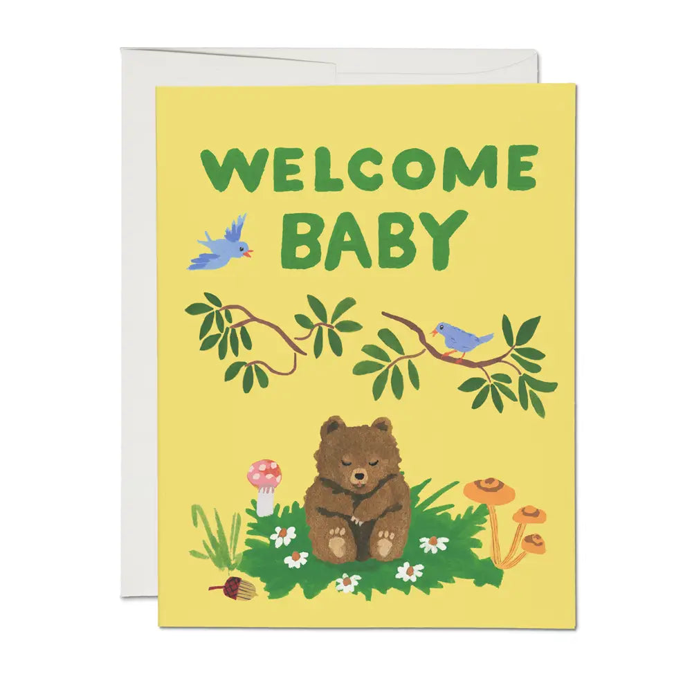 Red Cap Cards - Welcome Baby Bear Greeting Card