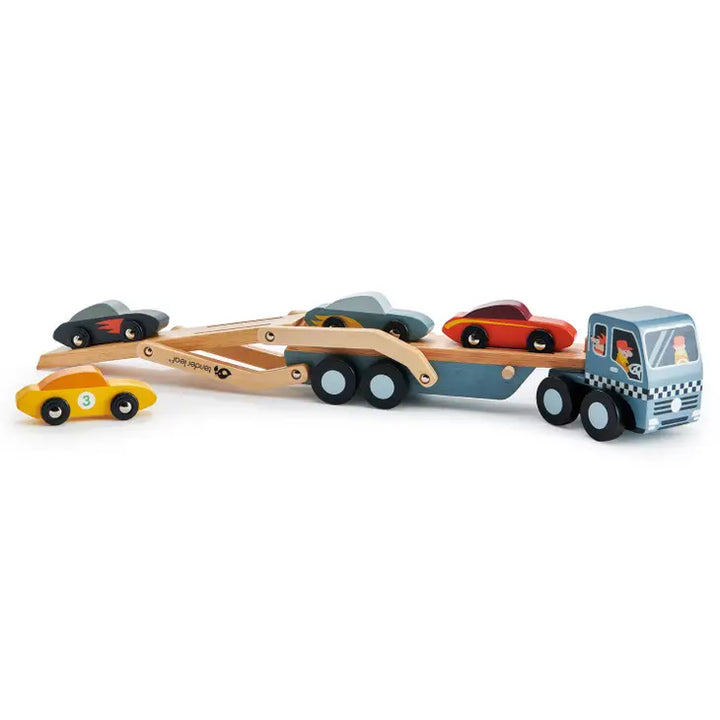 Tender Leaf Toys – Wooden Car Transporter + Cars