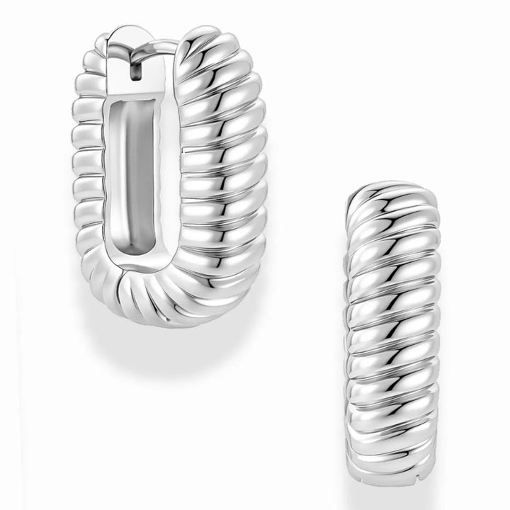 Mod + Jo - Elly French Rope Hoops in Silver Plate