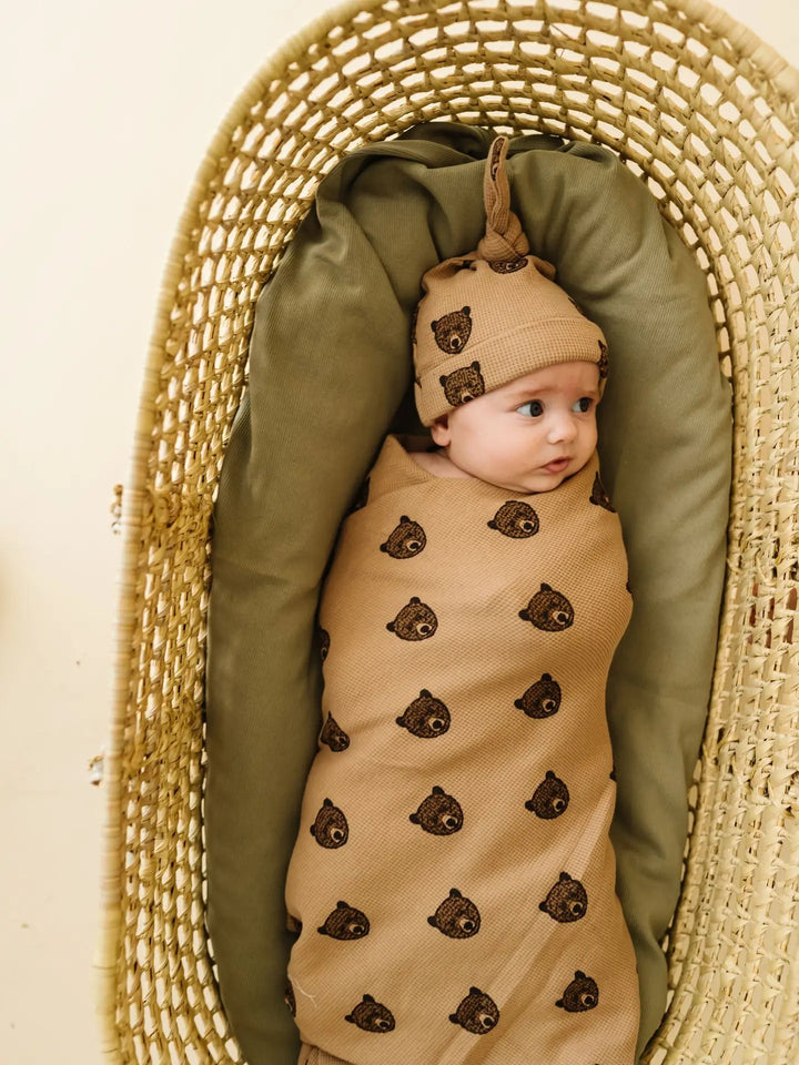 MakeMake Organics - Organic Swaddle Blanket + Hat in Bears