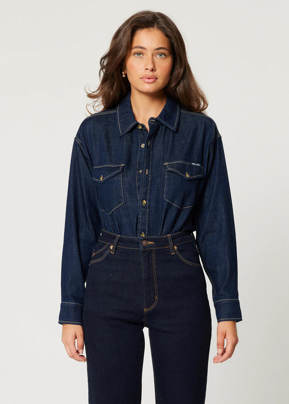 Rollas – Classic Denim Shirt in Rinse