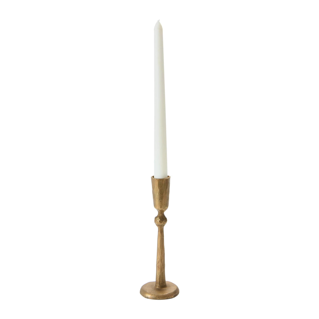 Hand-Forged Metal Taper Holder in Antique Brass-7"H