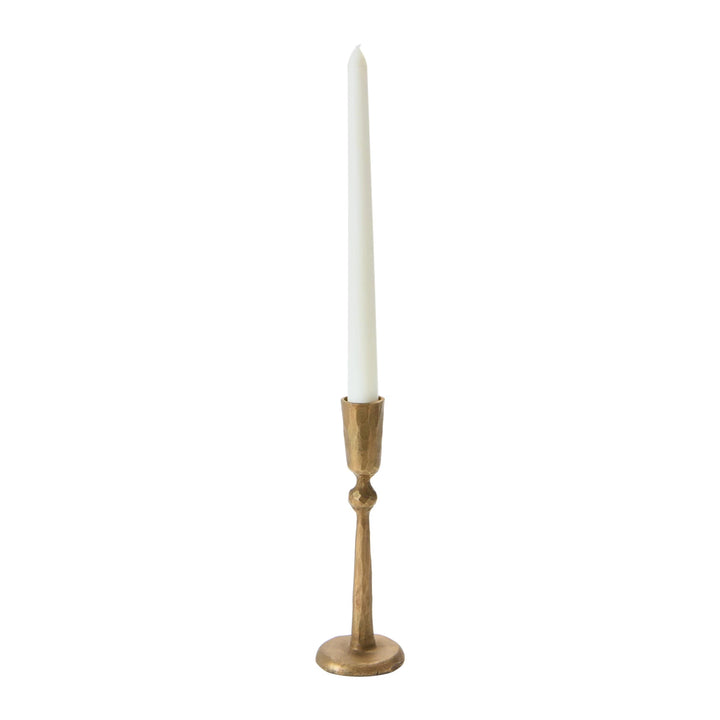 Hand-Forged Metal Taper Holder in Antique Brass-7"H