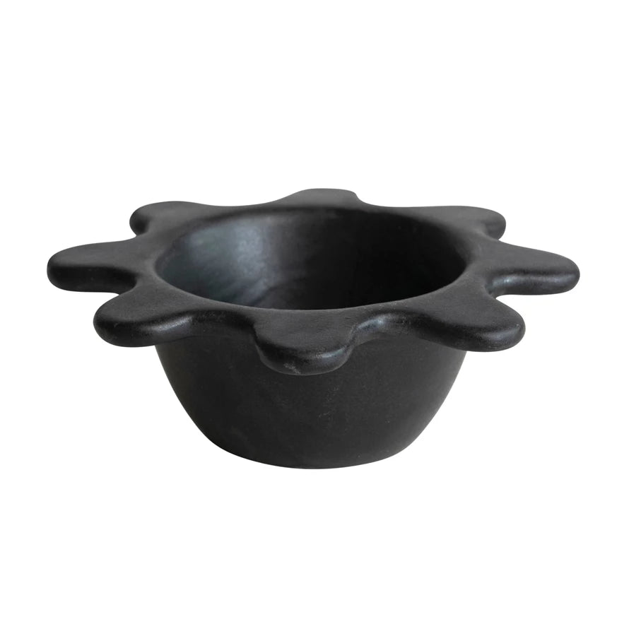 Abstract Stoneware Bowl in Matte Black