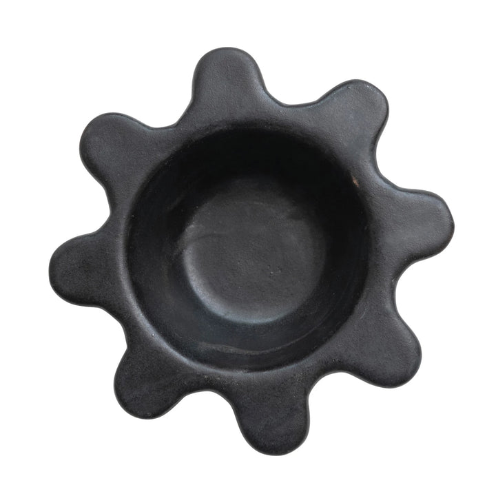 Abstract Stoneware Bowl in Matte Black