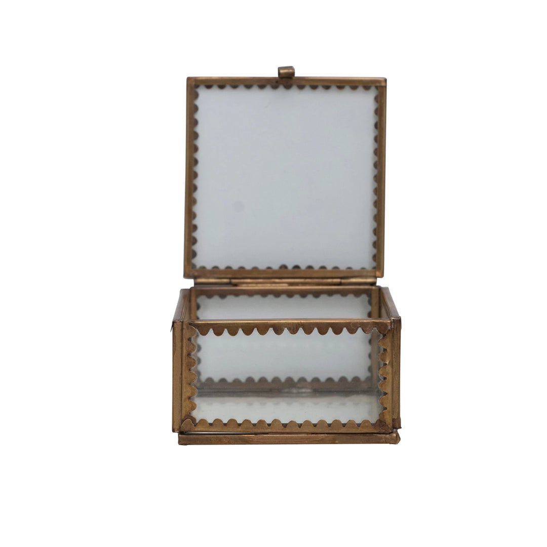 Small Brass & Glass Display Box with Scalloped Edges