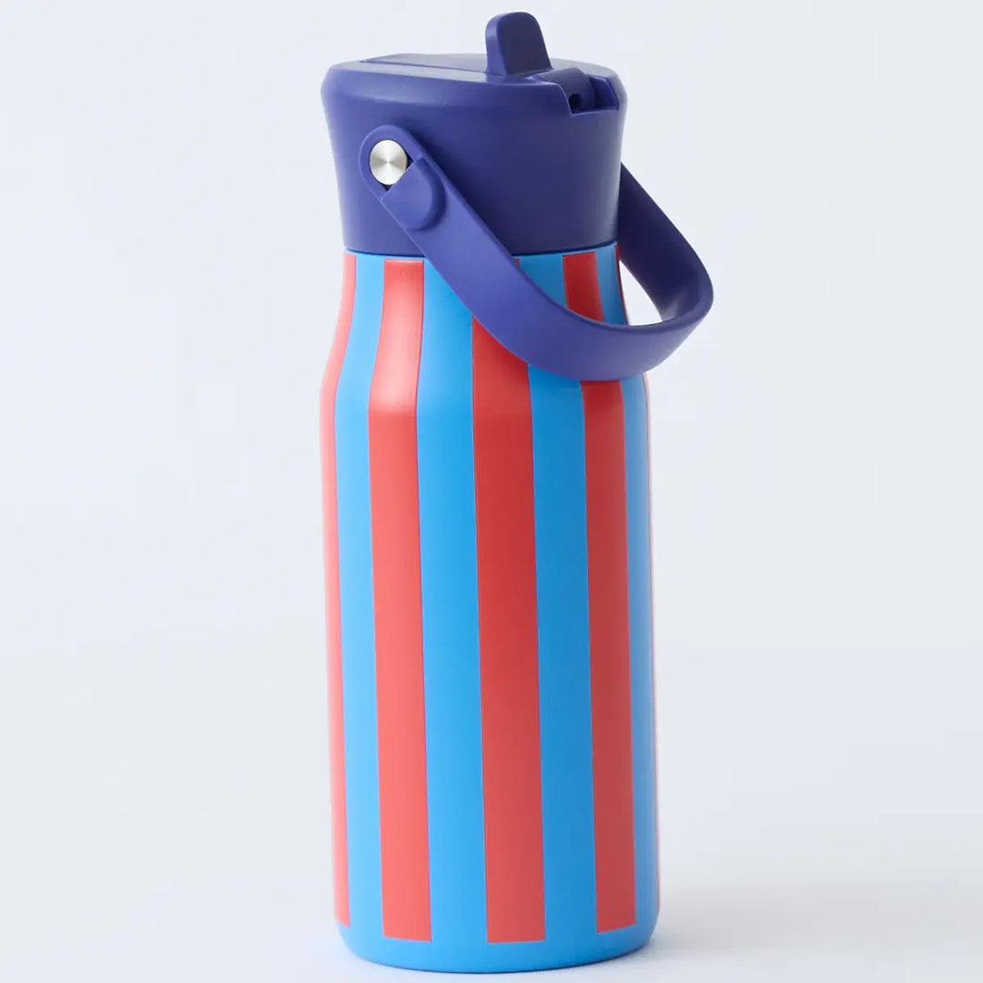 Kindred Bravely -  Cool Kid Water Bottle in Blue and Rust Stripe