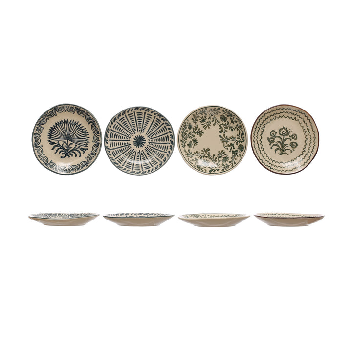 Hand-Painted Floral Stoneware Plate