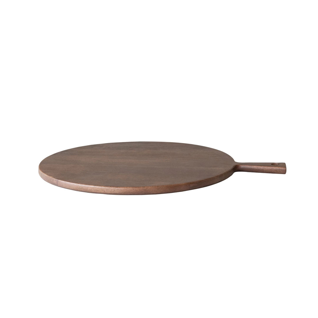 Mango Wood Cheese Board w/ Handle in Walnut Finish