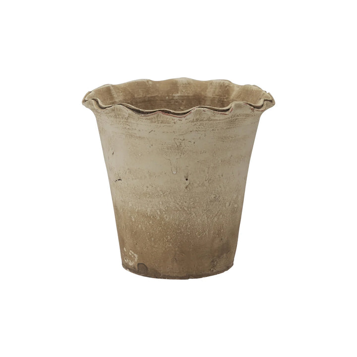 Distressed Terra Cotta Planter with Ruffled Edge