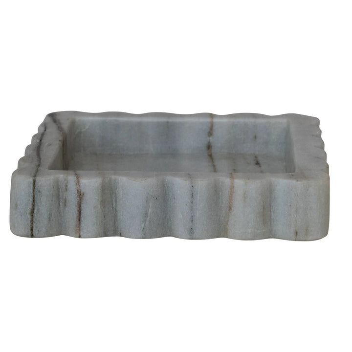 8" Marble Scalloped Square Tray