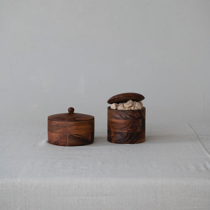 Acacia Wood Container with Lid