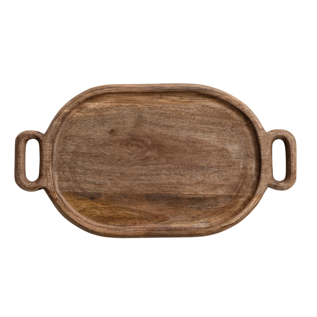 Oval Mango Wood Tray with Handles