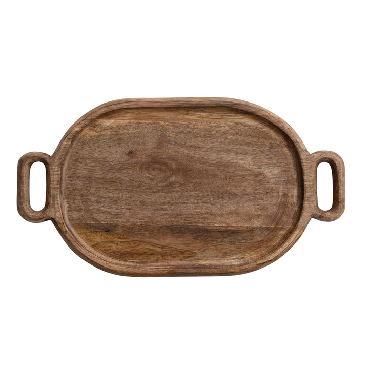 Oval Mango Wood Tray with Handles