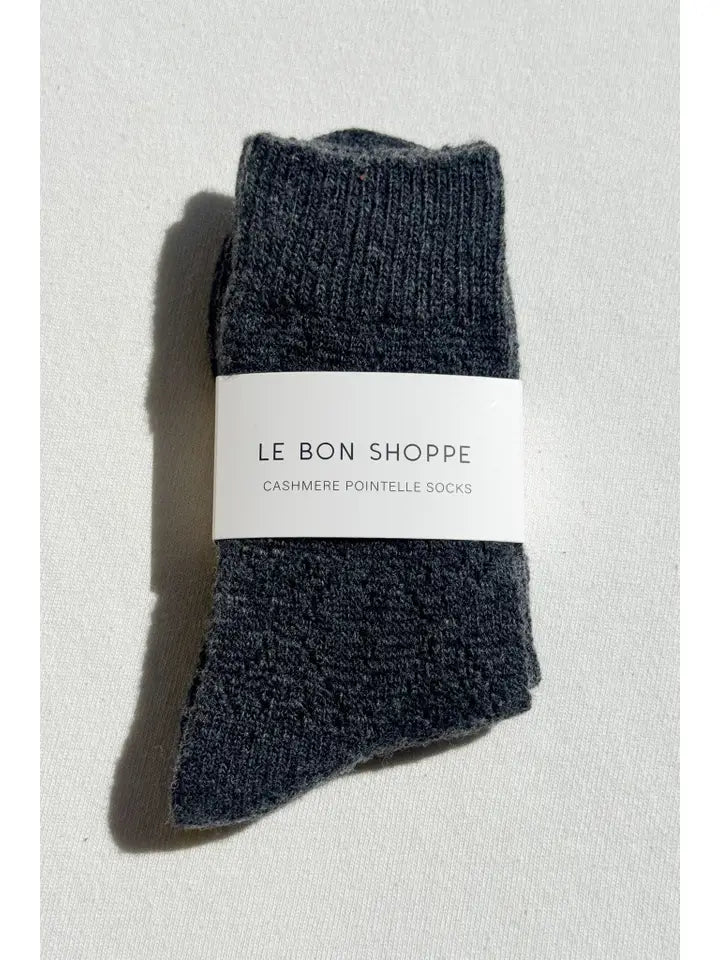 Le Bon Shoppe - Cashmere Pointelle Socks in Charcoal